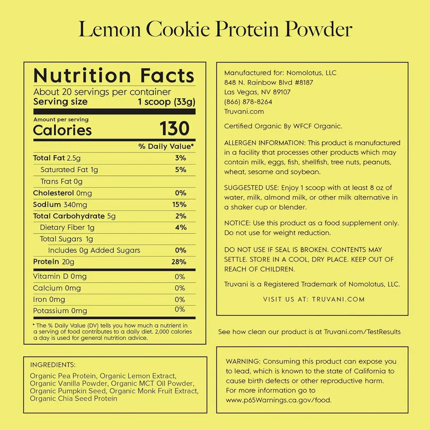 Plant Based Protein Powder (Lemon Cookie)